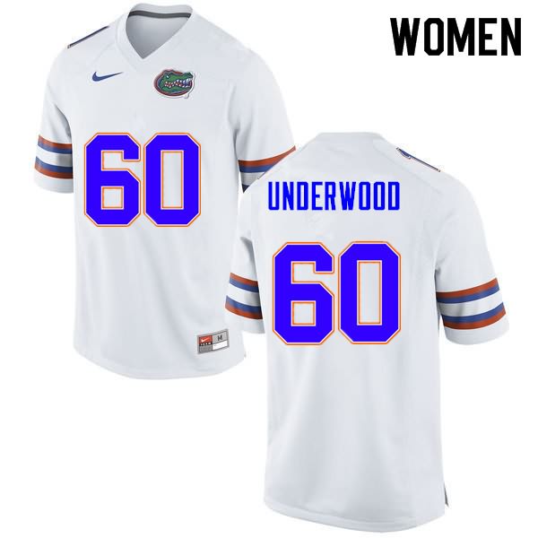 Women's NCAA Florida Gators Houston Underwood #60 Stitched Authentic Nike White College Football Jersey SAI8365RU